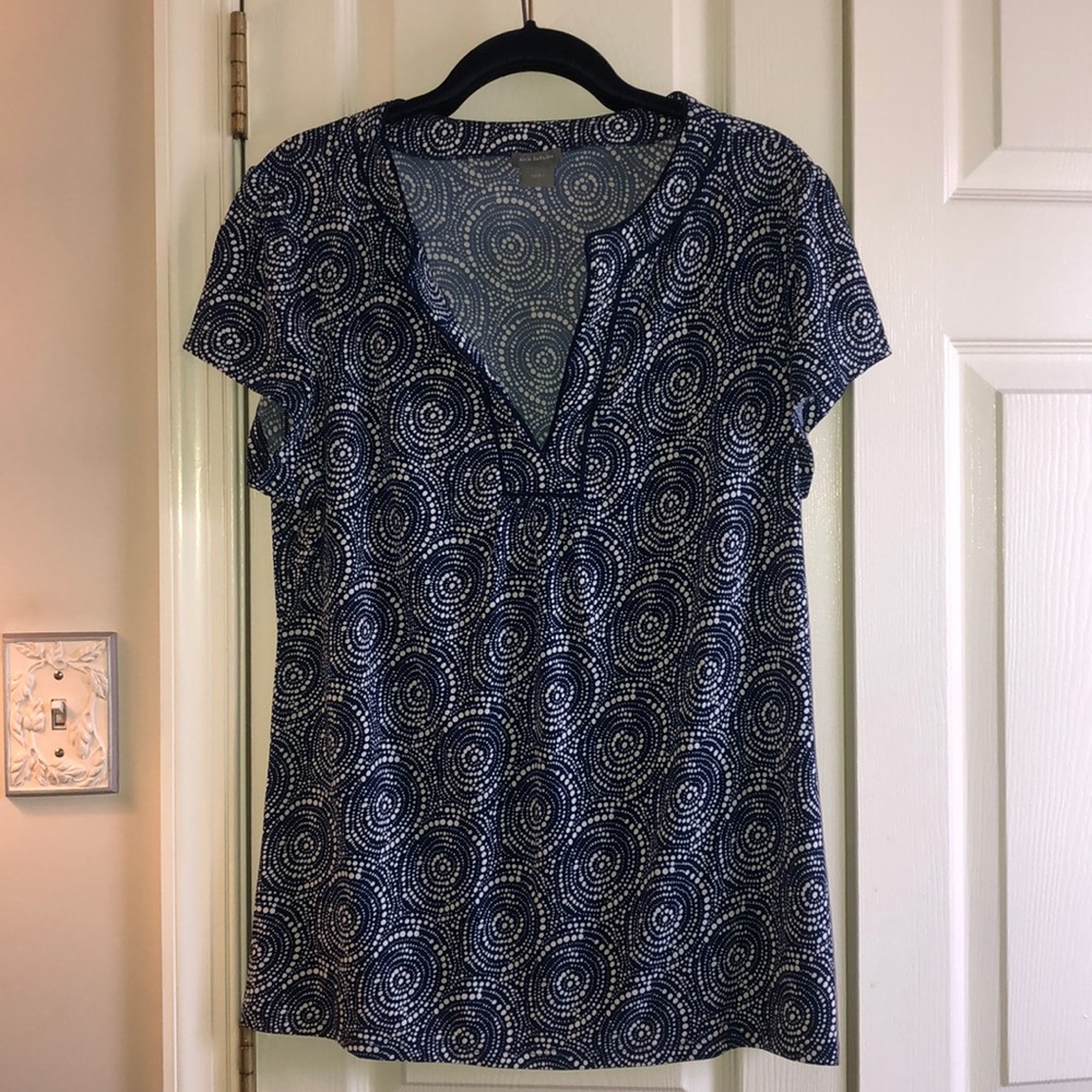 Ann Taylor blue & white top, XL
